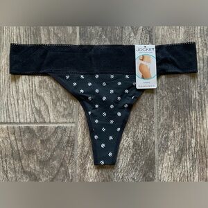 New Jockey Soft Touch Lace Thong Panties Size 7/L Black Design